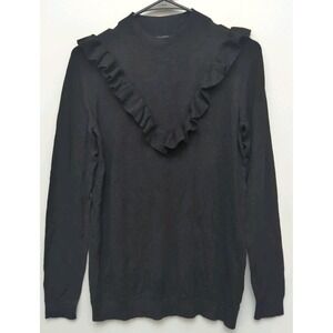A4 NWT Esmara Black Long Sleeve Ruffle Front Sweater Women's Sz Small (4/6)